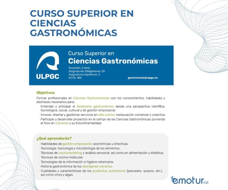 La ULPGC ha anunciado la incorporación de un nuevo título propio: Técnico Superior en Ciencias Gastronómicas.